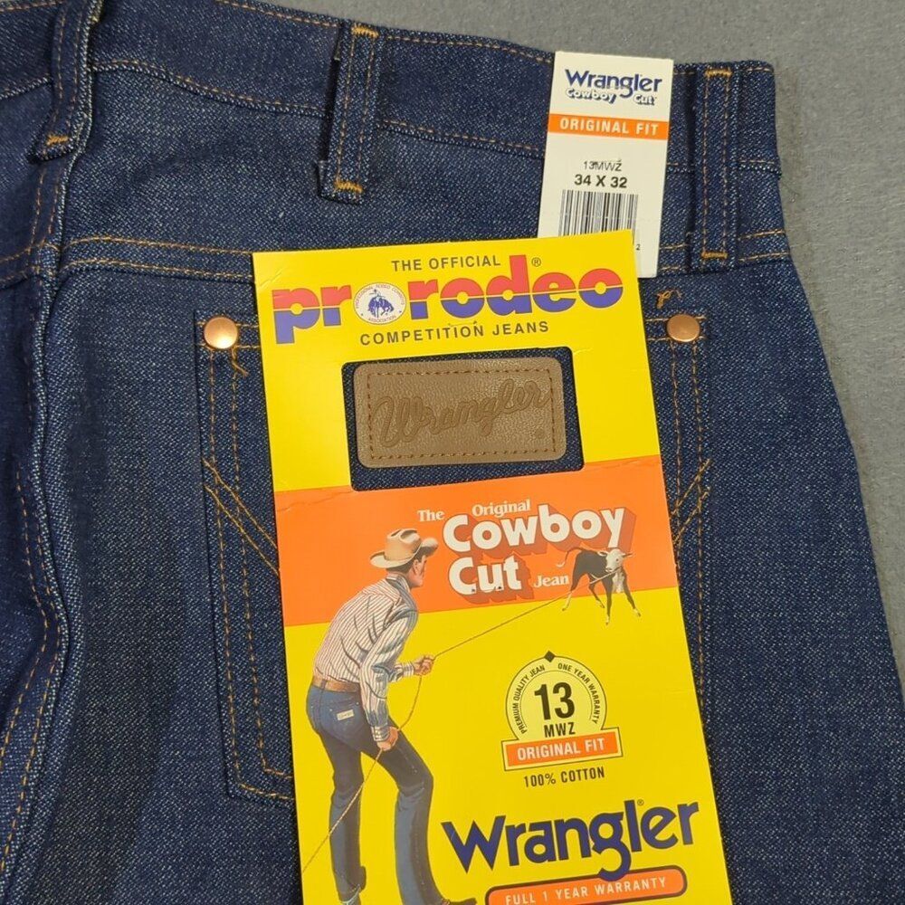 Wrangler Jeans Men's 34x32 Blue 13MWZ Cowboy Cut Western Cowboy Rodeo NWT